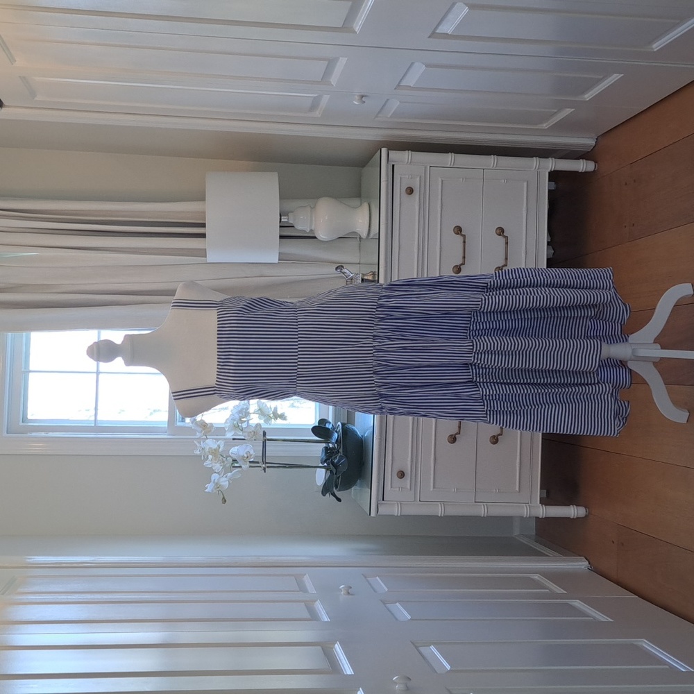 Banana Republic Womens Blue/White Striped Ticking Maxi Dress Size 4 P